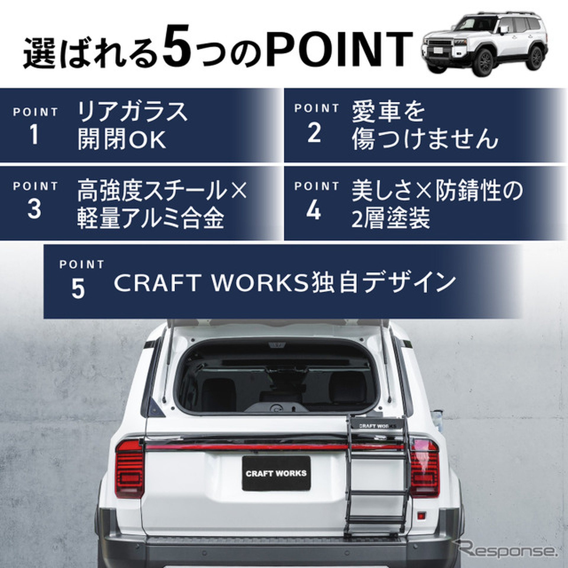 『ランドクルーザー250』専用「ラギッドリアラダー（ハーフリアラダー）」